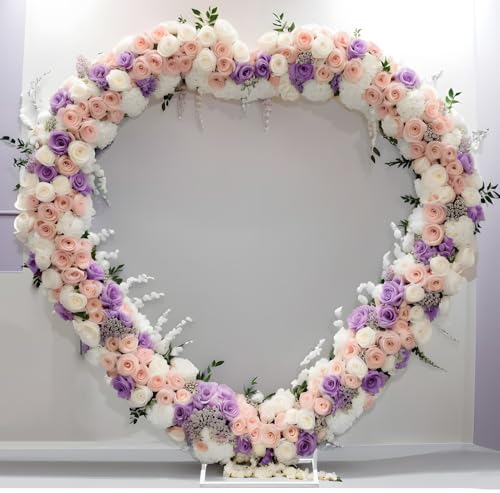 Heart Shape Wedding Metal Arch Backdrop White Flower Balloon Arbors Stand for Wedding Birthday Party, Graduation Decorations and Baby Shower 2M - size: White 6.6FT