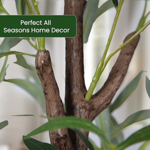 Artificial Olive Tree 5FT Tall Faux Silk Plant 60inch Fake Olive Tree with Trunk and Lifelike Fruits for Home Office Decor Indoor 1pack - color: 1pack, size: 5ft