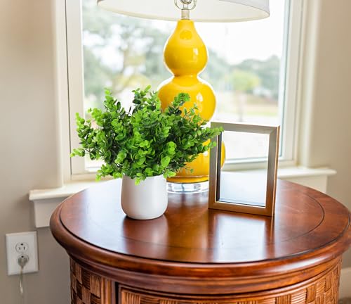 RECUTMS 12 Bundles Artificial Bushes Greenery Plants Stems Faux Shrubs Boxwood Plants Outdoor Fake Eucalyptus for Spring Summer Farmhouse Home Office Wedding Graduation Indoor Outdoor Decor(Green) - color: Green, size: 12 Pcs