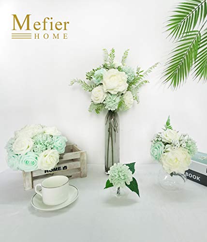 Artificial Flowers Combo Delicate Mint Green Mixed Flowers with Stem for DIY Wedding Bouquets Centerpieces Baby Shower Party Home Decorations - color: Delicate Ivory&mint Green