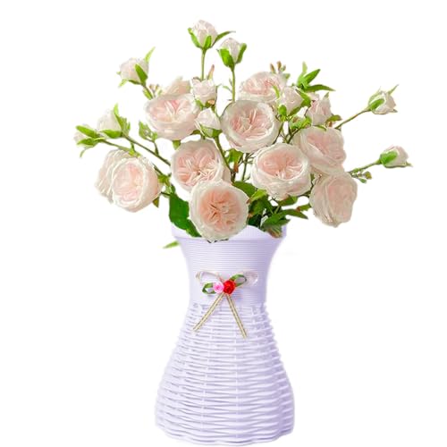 Flower Vase Basket Plastic Woven Rattan Vases Minimalist Modern Art Decorative Vase Flower Arrangement Container for Home Decor Table Wedding