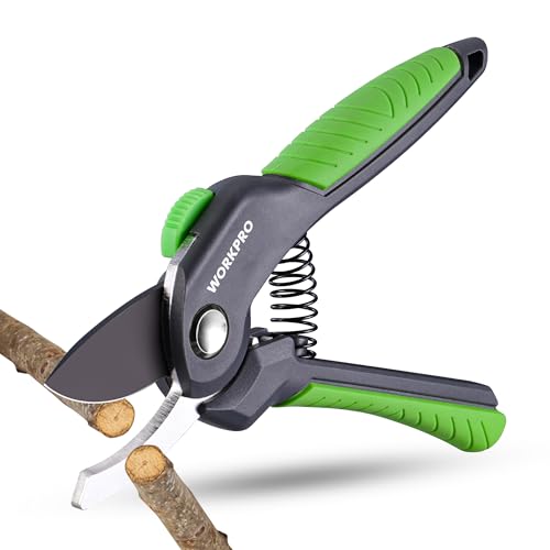 WORKPRO 8.5" Bypass Pruning Shear, Heavy Duty Garden Scissors & Clippers with Labor-Saving Design, Handheld Gardening Shears with Sharp Blade for Branch Trimming and Floral arrangement