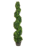 Allstate Floral & Craft 4' Pond Boxwood Plastic Pot Spiral Topiary, Green