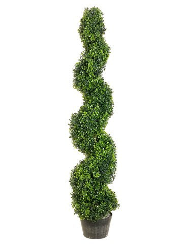 Allstate Floral & Craft 4' Pond Boxwood Plastic Pot Spiral Topiary, Green