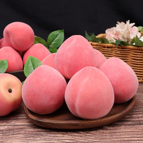 Gresorth 6pcs Artificial Peach Decoration Fake Fruit Ornament Lifelike Realistic Fruits Display Home Party Decorative Model Props - color: Peach