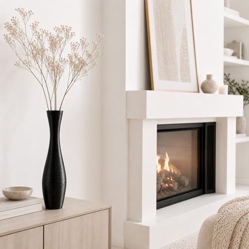 Leewadee Decorative Tall Floor Vase for Living Room Decor, 20″, Black, Resin - color: Black, size: 20 inches