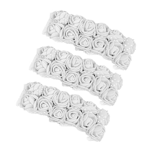 36 Pcs Mini Artificial Rose Flower Heads - 25mm Faux Roses for DIY Wedding Decor, Hair Clips, Cake Toppers, and Party Crafts (36, White) - color: White