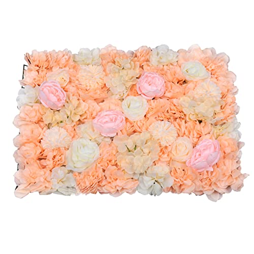 6Pcs Artificial Flower Wall Panels Silk Flower Wall Panels Backdrop Flower Wall Decor Floral Wall Mat Faux Flower Panel for Wedding, Party, Nursery, Home Decor (Dark Champagne) - color: Dark Champagne