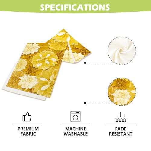 Yellow Dahlia Flower Summer Table Runner Yellow Gray Burlap Table Runners, Spring Elegant Floral Seasonal Coffee Table Center Decor for Home Kitchen Dining Party Indoor Outdoor 13x36 Inch - color: Yellow, size: 13" x 36", Table Runner