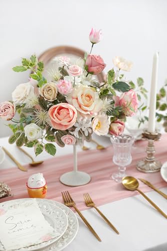 rongflower Pink Artificial Flowers Combo Set Fake Flower Leaf Box with Stemst for DIY Wedding Bridal Bouquet, Centerpieces, Home Decor, Floral Arrangement Decor - color: Pink