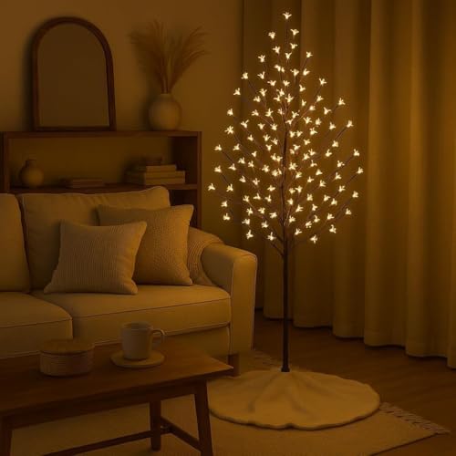 Lightshare 5FT 128L Lighted Cherry Blossom Tree, Warm White, Decorate Home Garden, Spring, Summer, Wedding, Birthday, Christmas Holiday, Party, for Indoor and Outdoor Use - style: 5FT Warm White