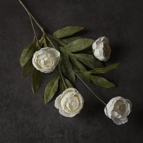 6 PCS 27"Artificial Peony Branches, Realistic Silk Peonies Stems(Cream) | Easy DIY Styling, Plump and Delicate, Look Real Faux Flowers, for DIY Bouquet/Vase/Table Centerpieces/Farmhouse/Home Decor