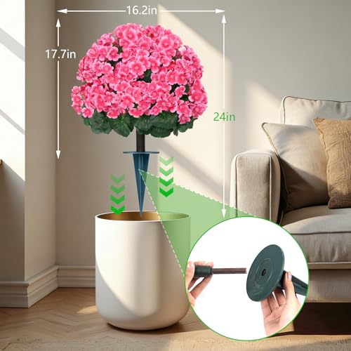 Yangrass Artificial Topiary Pink Flowers for Outdoors, Fake Bushes Topiary Ball Trees Set of 2 with Ground Spikes, Lifelike UV Resistant Faux Plants for Front Porch Garden Patio Decor - color: Pink Crabapple Blossoms