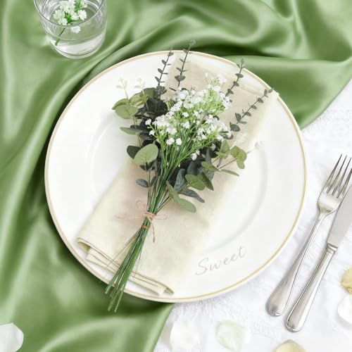 120 Pcs Mixed Artificial Eucalyptus Leaves Stems Bulk,Baby Breath Artificial Flowers Bulk with Eucalyptus Leaves Greenery Stems for DIY Bouquets Wedding Floral Home Decor (Green-120pcs) - color: Green-120pcs