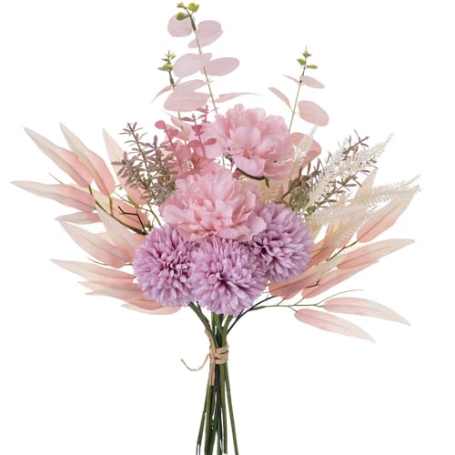 KIRIFLY Artificial Fake Flowers Plants Silk Flower Arrangements Wedding Bouquets Decorations Plastic Floral Table Centerpieces for Home Kitchen Garden Party Décor (Pink Purple) - color: Pink Purple