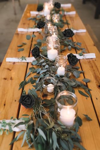 Artificial Rose Flower Heads, 100pcs Black Fake Roses Artificial Flower Foam Rose Heads for DIY Wedding Bouquets Centerpieces Arrangements Party Baby Shower Home Decor (Stemless, Black) - color: Black, size: 100PCS