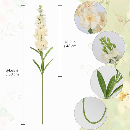 Champagne Delphinium Artificial Flowers 5PCS Silk Flowers with Stems Snapdragon Long Stem for Tall Vase Home Wedding Centerpieces Decor (Champagne) - color: Warm Champagne