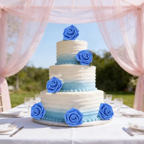 50 PCS Dark Blue Foam Rose Stemless Artificial Flower Head Bulk 2.75in Mini Fake Simulated Eternal Flores Roses Flower for DIY Craft Bridal Bouquets Centerpieces Arrangement Home Decoration - color: Dark Blue