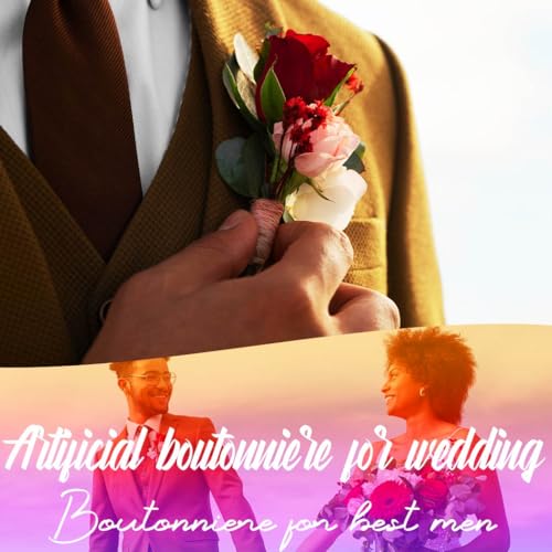 Groom Boutonniere Wedding Boutonniere Rose Mens Flower for Suit (Champagne) - color: Champagne