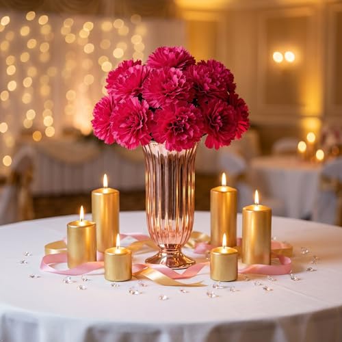 Larksilk 100 Pack Artificial Carnations - Bulk Silk Flowers for Weddings, Mother's Day, Graduations, Easter & Memorial Day - 3.5" Heads, 5" Stems, Real Touch Petals, 18 Colors Available - Fuchsia | Bulk silk carnation heads with detachable stems, real-tou