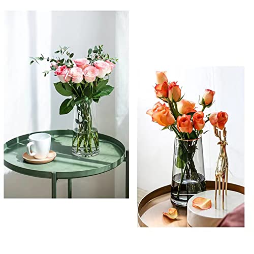 Moden Trapezoid Glass Vase with Gold Mouth for Centerpieces Home Wedding Decoration (1, Small 4.7" x 8.7") - size: Small 4.7" x 8.7"