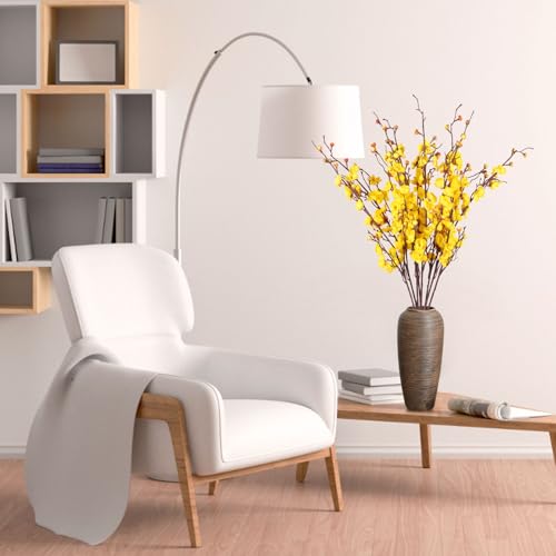 8pcs Yellow Cherry Blossom Branches Artificial Flowers for Winter Spring Indoor Decoration, 36" Plum Fake Peach Plants for Wedding Home Office Bedroom Party Decor (Yellow, 36in) - color: Yellow, size: 36.6 inches