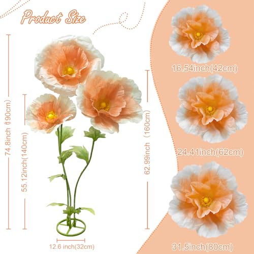 Giant Artificial Flowers Big Flower, Large Wedding Reception Decorations with Standing Base Ideal Birthday Party Home Event Banquet Background Bridal Shower Mall Decor Shop Window Display, Champagne - color: Champagne