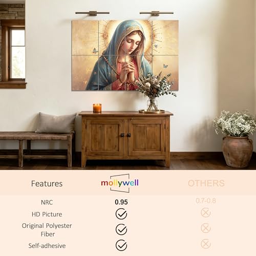 Mollywell Art Acoustic Panels, 48x32 in, Our Lady of the Rosary | Self-Adhesive, Reduces Echo, Sound Absorbing, Modern Art Wall Decor, Living Room, Studio, Bedroom, Office - color: Our Lady of the Rosary, size: 8 Pack Art