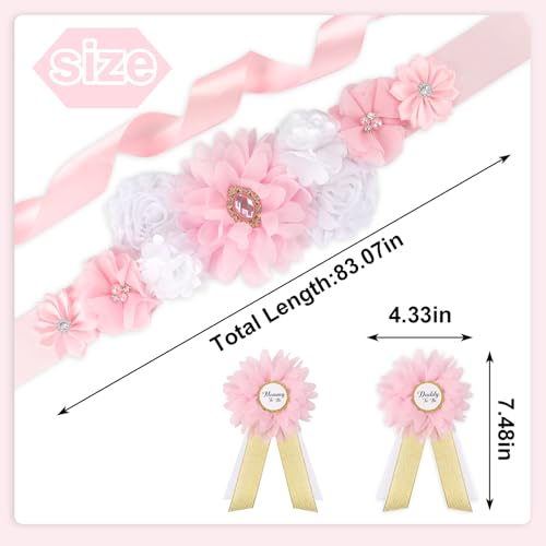 Maternity Sash Set Baby Shower Floral Belly Belt Baby Shower Decoration for Mom to Be Pregnancy Party Supplies - color: Style5