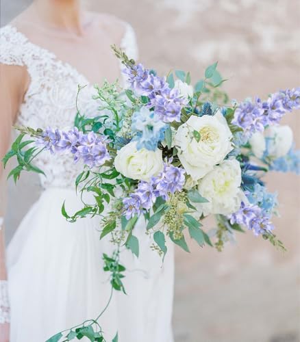 IPOPU 6PCS Light Blue Delphinium Flowers 28.74'' Artificial Snapdragon Fake Larkspur Flowers Bulk for Wedding Garden Home Floral Arrangement Centerpiece (Light Blue) - color: Light Blue