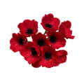 10 Stem Bouquets Artificial Flowers Red Poppy Flowers,11" No Fade Anemone PU Real Touch Fake Wild Flower for Kitchen Table Centerpiece Vase,Home Greenery Wedding Holding Flowers Backdrop Arch Wall - color: Red
