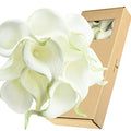 FiveSeasonStuff Real Touch Calla Lily Artificial Flowers Wedding Bridal Bouquet | Floral Arrangements | 15 Calla Lilies (Summer White) - color: Summer White