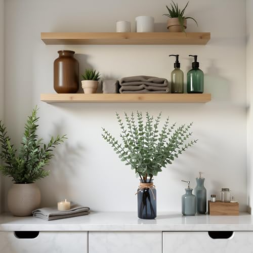 Leftover 18.8" Artificial Eucalyptus Stems in Black Glass Vase,Fake Plant Eucalyptus Plant for Centerpiece Table Decorations Black Bathroom Farmhouse Home Decor - color: Sage Green