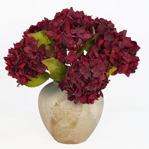 TOPIA Silk Fall Artificial Silk Dried Hydrangea Flowers Artificial Fall Flowers Bouquet Dried Flowers Autumn Decorations for Office and Home (6 PCS) (Mulberry) - color: Mulberry