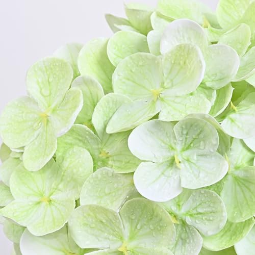 4 Pcs Light Green Hydrangea Artificial Flowers, Latex Real Touch Hydrangea Flowers, 19.6'' Full Faux Hydrangea Flowers Fake Flowers for Home Decor Party Wedding Centerpiece Bouquet Floral Arrangements - color: Light Green