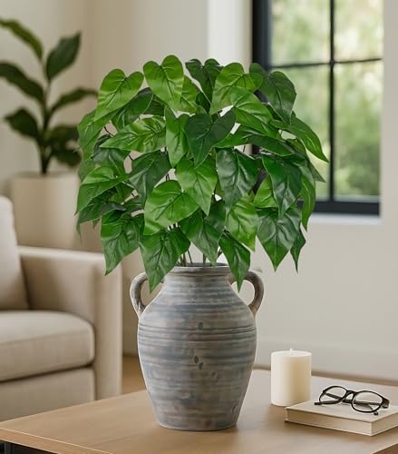 Oairse Artificial Greenery Stems Pothos Plants - 6 Pcs Faux Pothos Leaves Branches 35.4" Long Fake Green Plant Leaf Artificial Tropical Plant for Vase Filler Decor Indoor Outdoor Home Centerpieces - color: Pothos