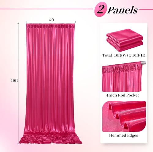 10ftx10ft Hot Pink Sequin Backdrop Curtain for Parties, Wrinkle Free Thick Glitter Sparkle Photo Backdrop Drapes 2 Panels 5x10FT Shimmer Back Drop Cloth for Wedding Birthday Photography Background - color: Hot Pink, size: 5'W×10'H _2 Panels