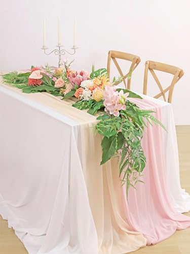 MISSPIN 9FT Eucalyptus and Willow Leaf Garland,Artificial Flowers Fake Flower Peony Rose Vine Greenery Decorative Wall Hanging Plant for Wedding Arch Door Arrangement Party Decor - color: Blush Pink