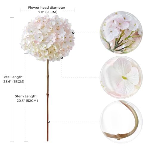 ZYTUYO 3PCS Pink Hydrangea Artificial Flowers 25.6" Large Fake Hydrangeas Flowers with Stems Faux Silk Bouquet for Indoor Home Decor Table Wedding Party Floral Outdoor Centerpieces - color: Pink