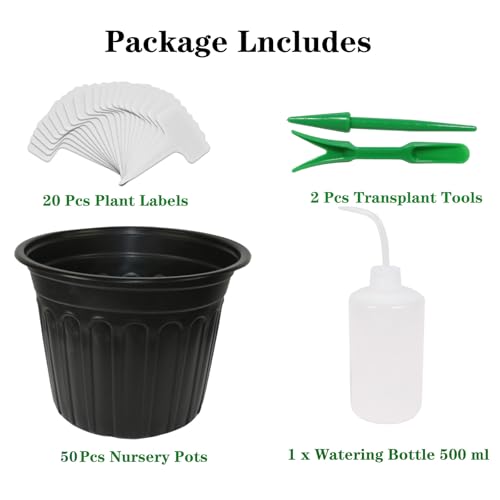 50-Pack 2.5 Gallon Flexible Plastic Plant Pots,Thickened Soft Seed Starting Container for Indoor Outdoor Plants, Seedlings, Vegetables, Succulents and Cuttings - size: 2.5 Gallon