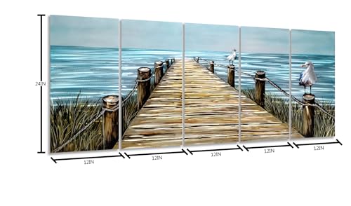 YHSKY ARTS Beach Metal Wall Art - Handcrafted Rustic Bridge Sculpture Set for Home Decor - color: Beach Art, size: 64x24IN