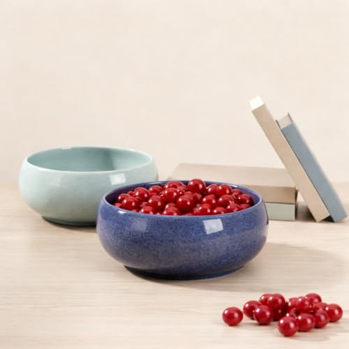 2 Pack Lotus Bowl Planter, Large 7.5'' & Small 6.5'' Shallow Ceramic Water Planting Pot, Drainage-Free Hydroponic Bowl for Lotus Seeds, Ikebana, Succulents & Water Lilies (Sky&Star Series) - color: Sky & Star Series