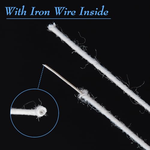 BENECREAT 21.8 Yards White Floral Wires, 20 Gauge Cotton Covered Millinery Wire, Iron Stem Wires for Florist Crafts Making Sewing Supplies Brim Making Accessories