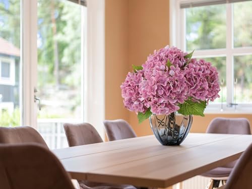 ZYTUYO 4Pcs 20" Real Touch Hydrangea Artificial Flowers Dark Pink Lifelike Fake Latex Hydrangeas for Baby Shower Party Wedding Flower Arrangement Indoor Home Office Xmas Table Decoration - color: Dark Pink