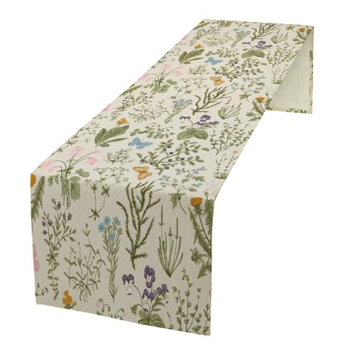 Flower Table Runner for Linen Table Decor, Blossom Garden Botanical Floral Printed for Dining Room, Kitchen, Farmhouse, Wedding Party, Holiday Decorate 13" x 36" - color: Floral_16, size: 13"W x 36"L (Pack of 1)