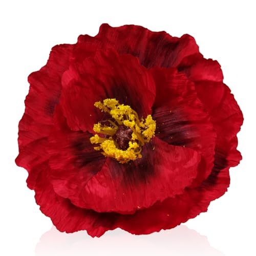 10 Pcs Remembrance Red Poppy Artificial Flower Heads 6.7" Large Silk Poppy Heads Fake Flowers for Memorial Day Veterans Day Wedding Home Decoration Bouquet Corsages Party Centerpiece - color: Red