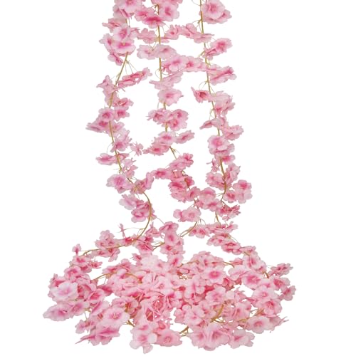 CITYES 3 Pcs Artificial Cherry Blossom Flower Vines Cherry Blossom Garland 18.48 ft Hanging Silk Flowers Vines Fake Flower Garland Outdoors for Home Wedding Garden Party Arch Office Decor Pink - color: Pink-3 Pcs