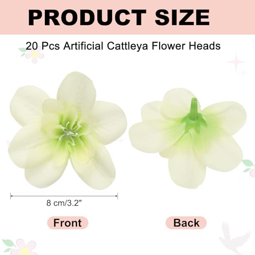 uxcell 20 Pcs Artificial Cattleya Flower Heads, Fake Cattleya Heads Bulk Artificial Flowers for DIY Wedding Bouquets Centerpieces Party Home Decorations, Green - color: Green