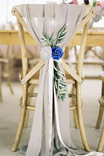 100pcs Royal Blue Artificial Rose Flower Heads, 3inch White Foam Roses Bulk Stemless Fake Flower Heads for DIY Crafts,Cake Decoration Wedding,Baby Shower Flower Centerpieces(Blue White) - color: Shades of Blue White