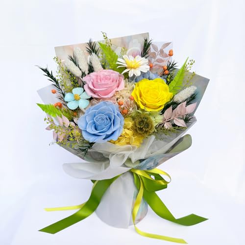 Forever Flower Gifts for Her: Romantic Flowers for Graduation-Daughter Girlfriend Wife Mom Grandma-Preserved Rose Bouquets-Flowers for Delivery Prime on Birthday Anniversary Valentines (dopamine2) - color: Dopamine2
